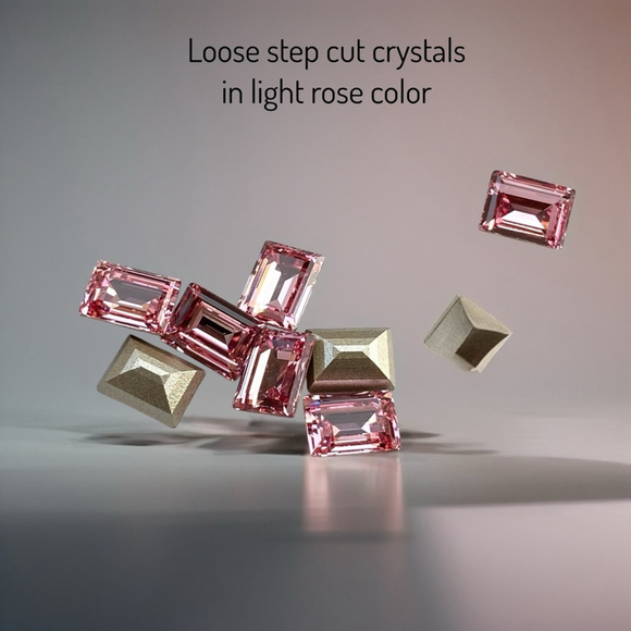 Handcrafted earrings with light rose Swarovski crystal - Picture 3 of 5